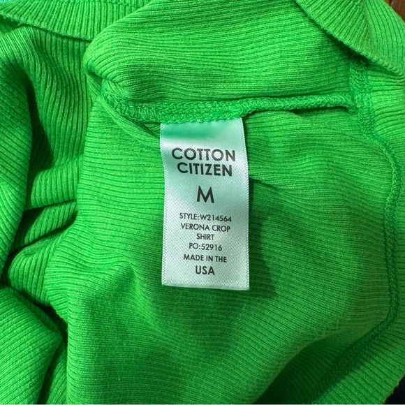 Cotton Citizen Verona Ribbed Crop Top Long Sleeve Knit Green Ombre Size Medium - Picture 6 of 8